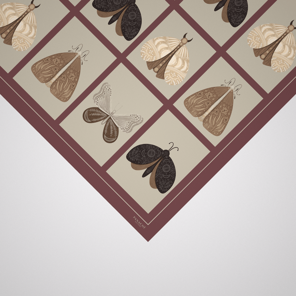 Panache Wings Of Beauty In Wine And Beige Silk Scarf