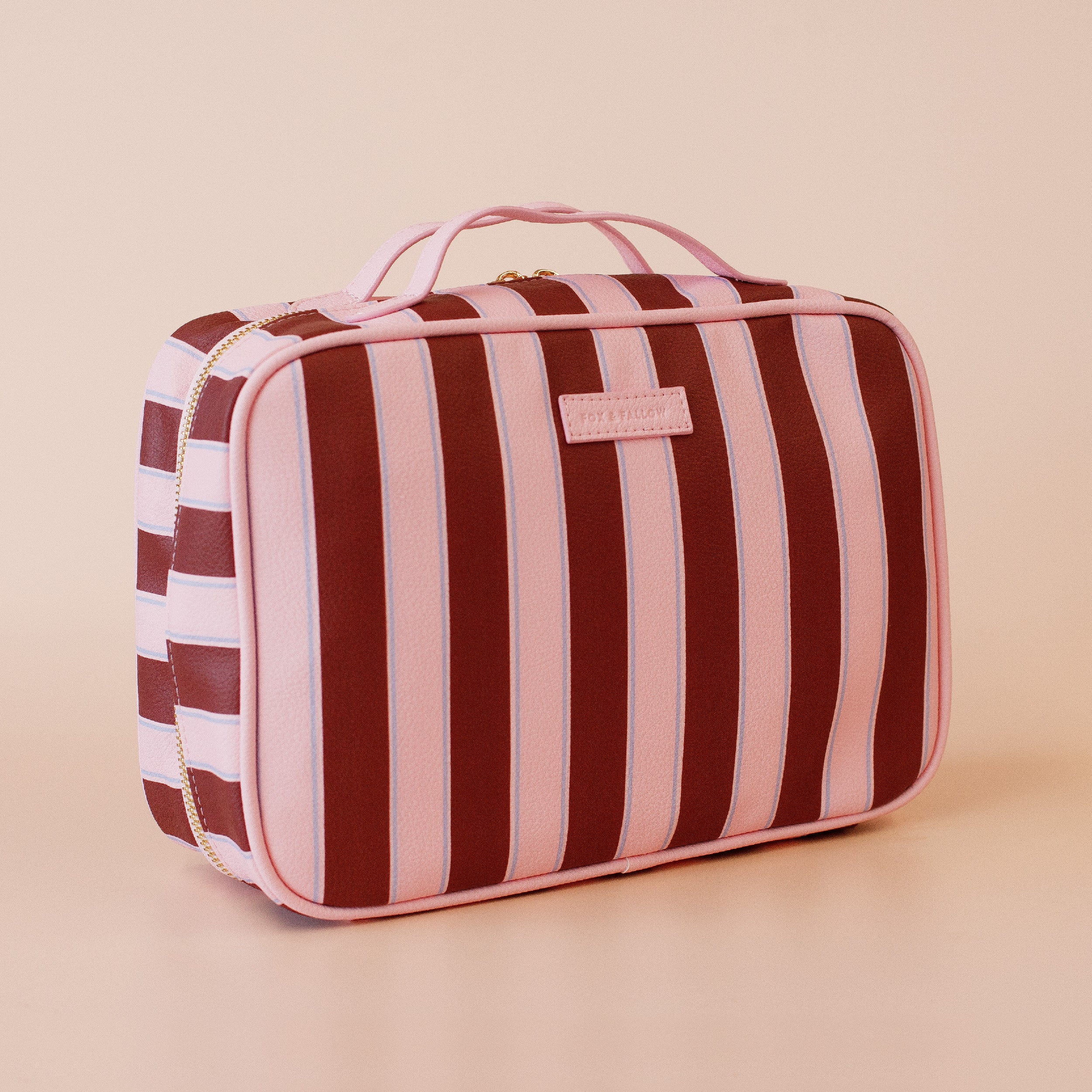 Burgundy Stripe Cosmetic Bag