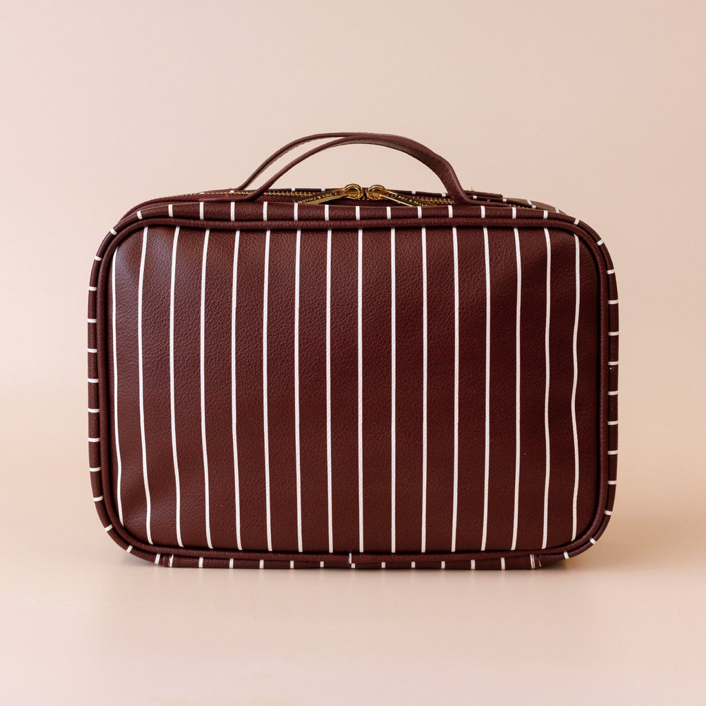 Fox & Fallow Merlot Pinstripe Cosmetic Bag