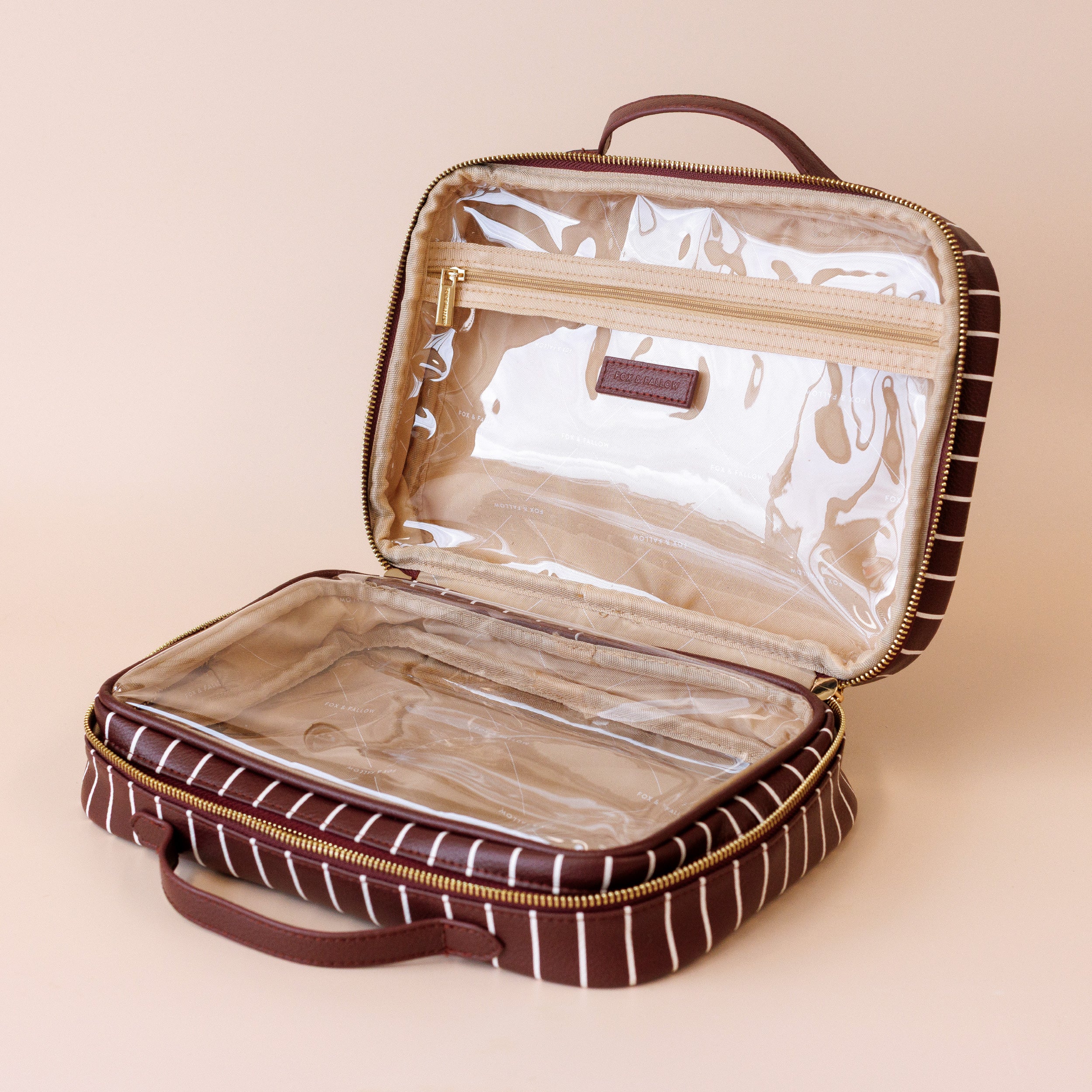 Fox & Fallow Merlot Pinstripe Cosmetic Bag