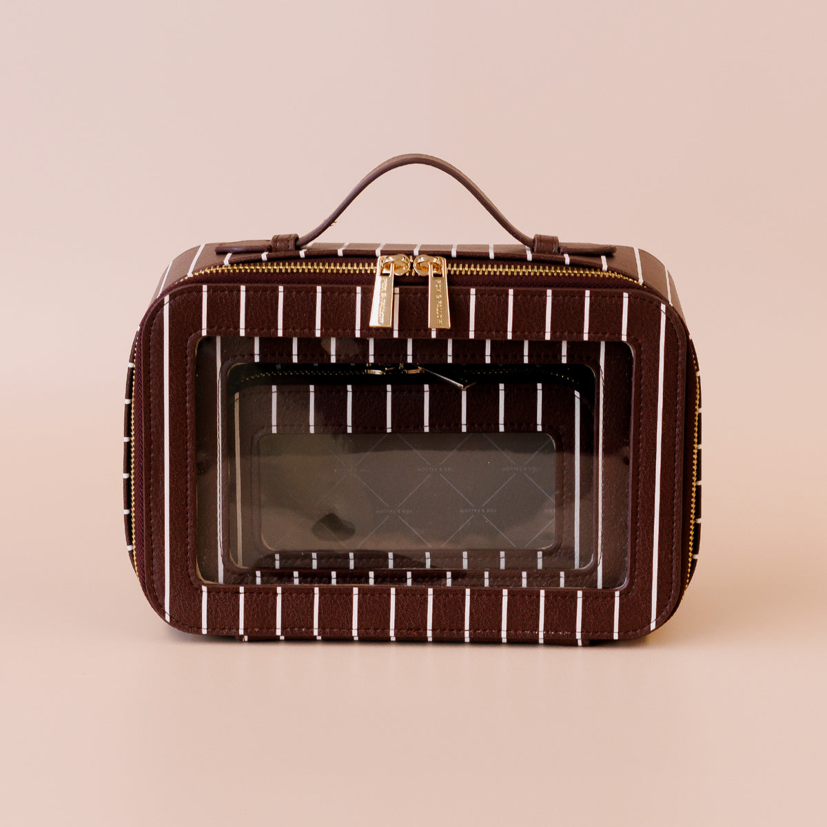 Fox & Fallow Merlot Pinstripe Cosmetic Nested Trio Set
