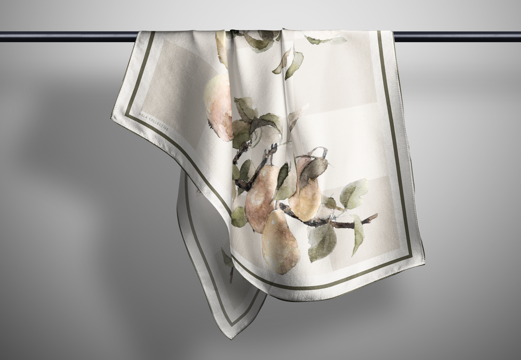 Vela Collective Checks & Pears Silk Scarf