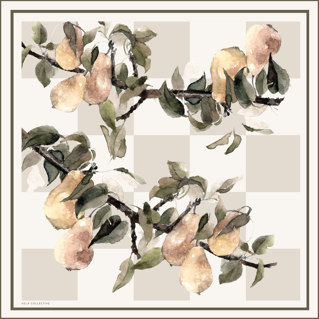 Vela Collective Checks & Pears Silk Scarf