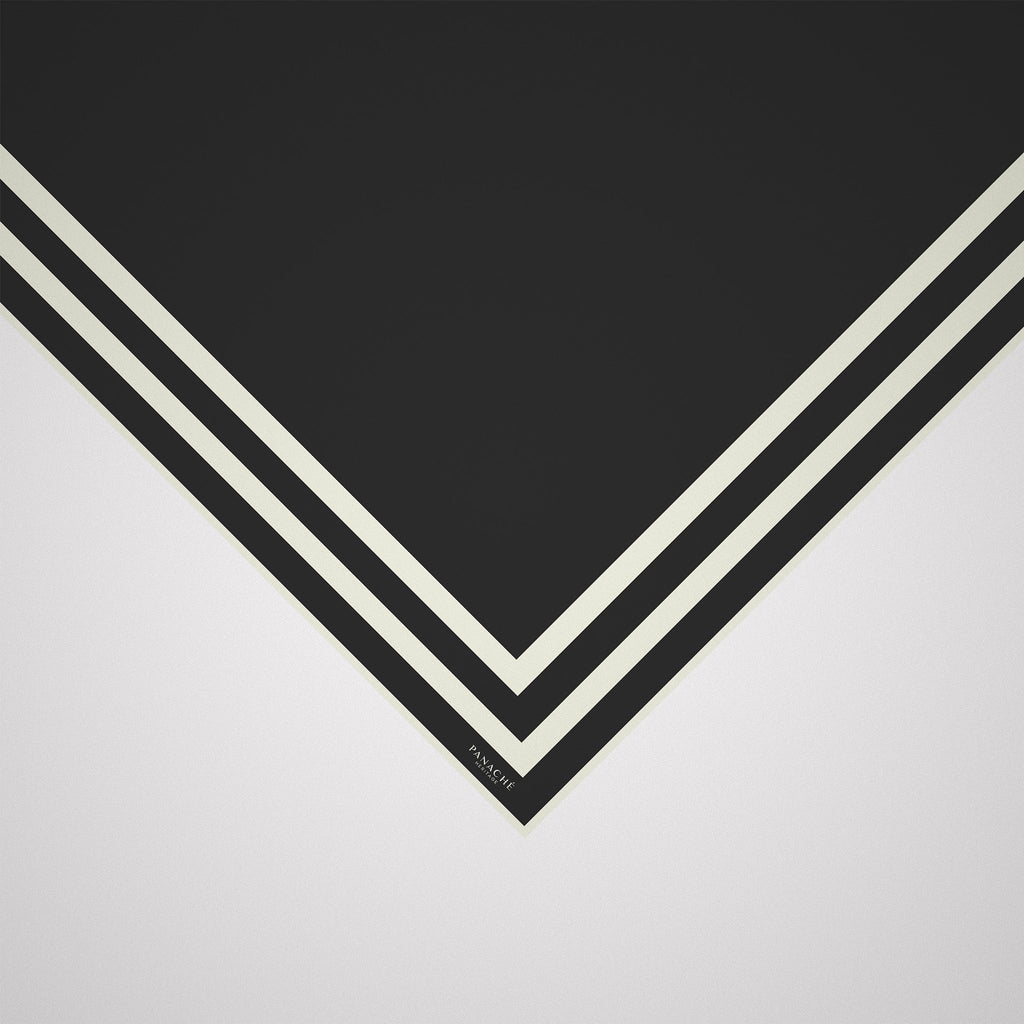 Panache Classic Border Scarf - Black + White Silk Scarf