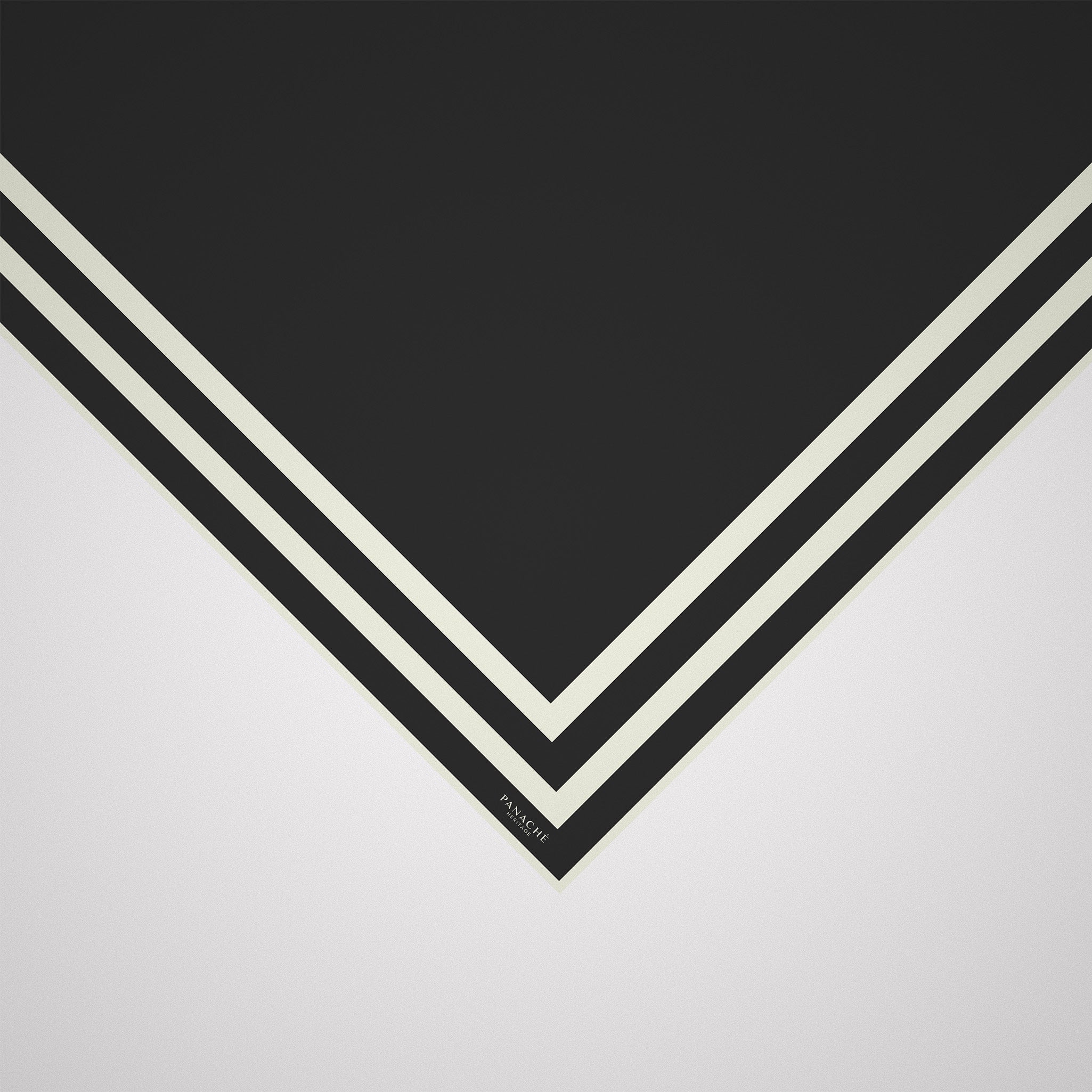 Panache Classic Border Scarf - Black + White Silk Scarf