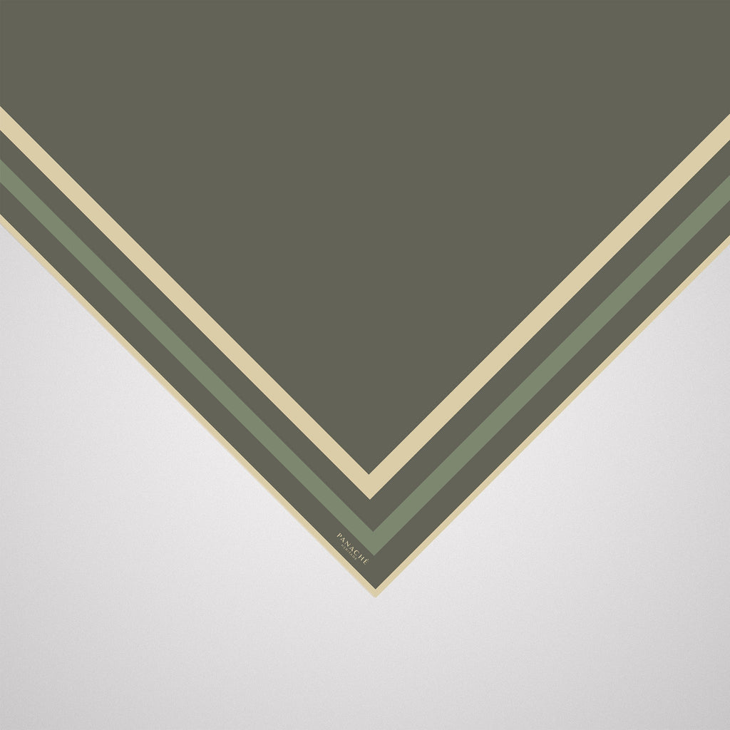 Panache Classic Border Scarf - Olive Silk Scarf