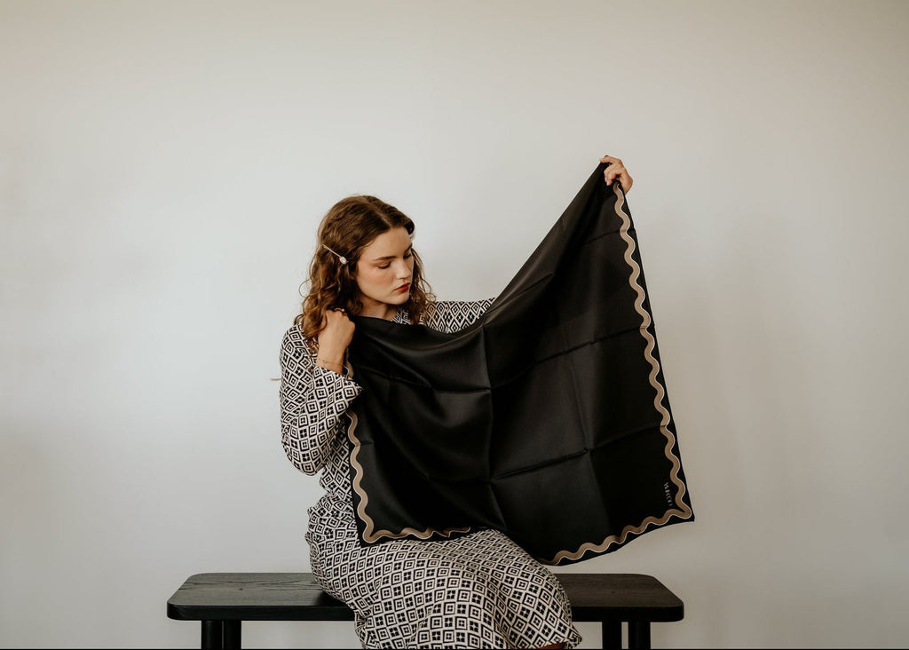 Olympia Sophie Midi Scarf - Ebony/Bronze
