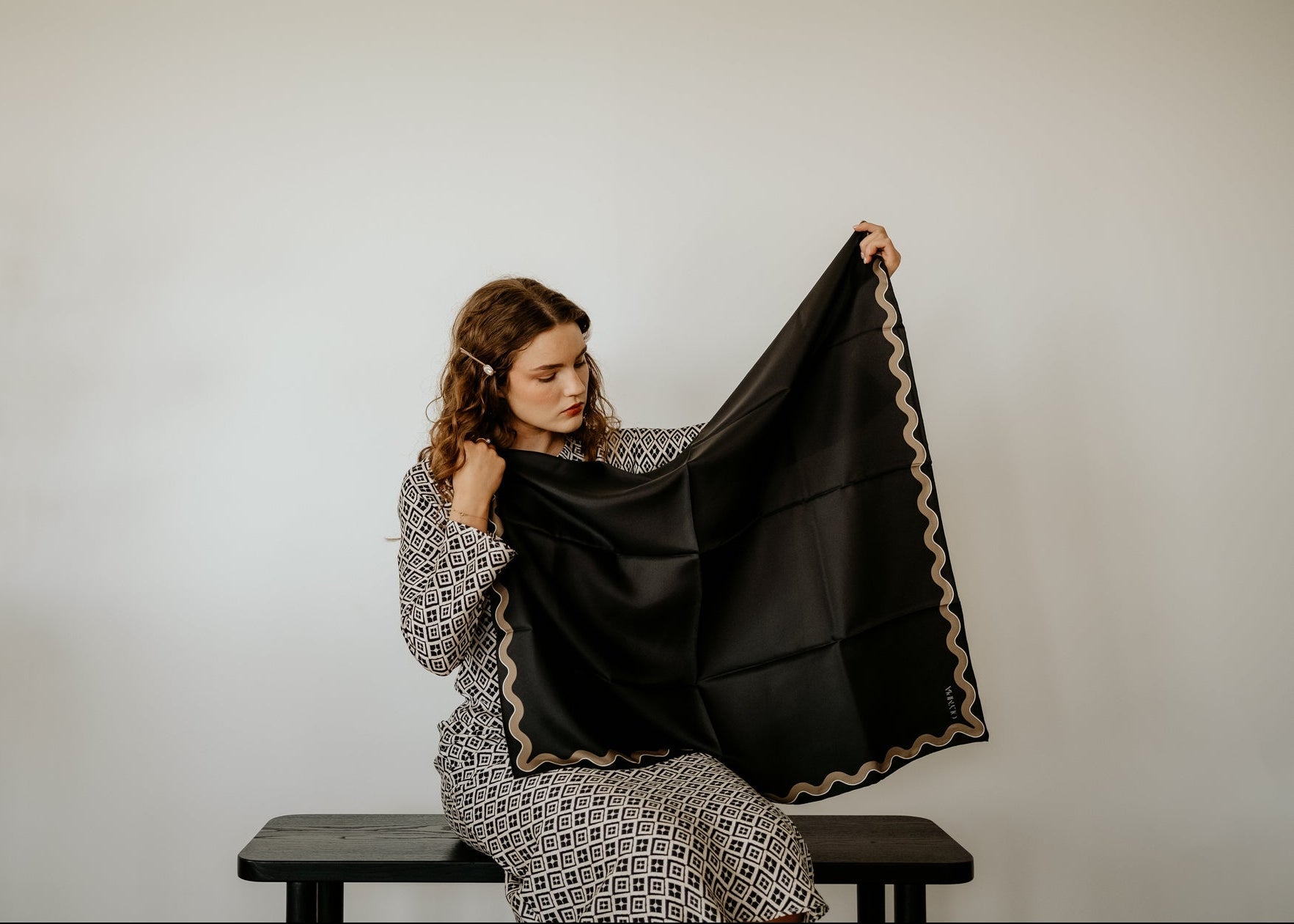 Olympia Sophie Midi Scarf - Ebony/Bronze
