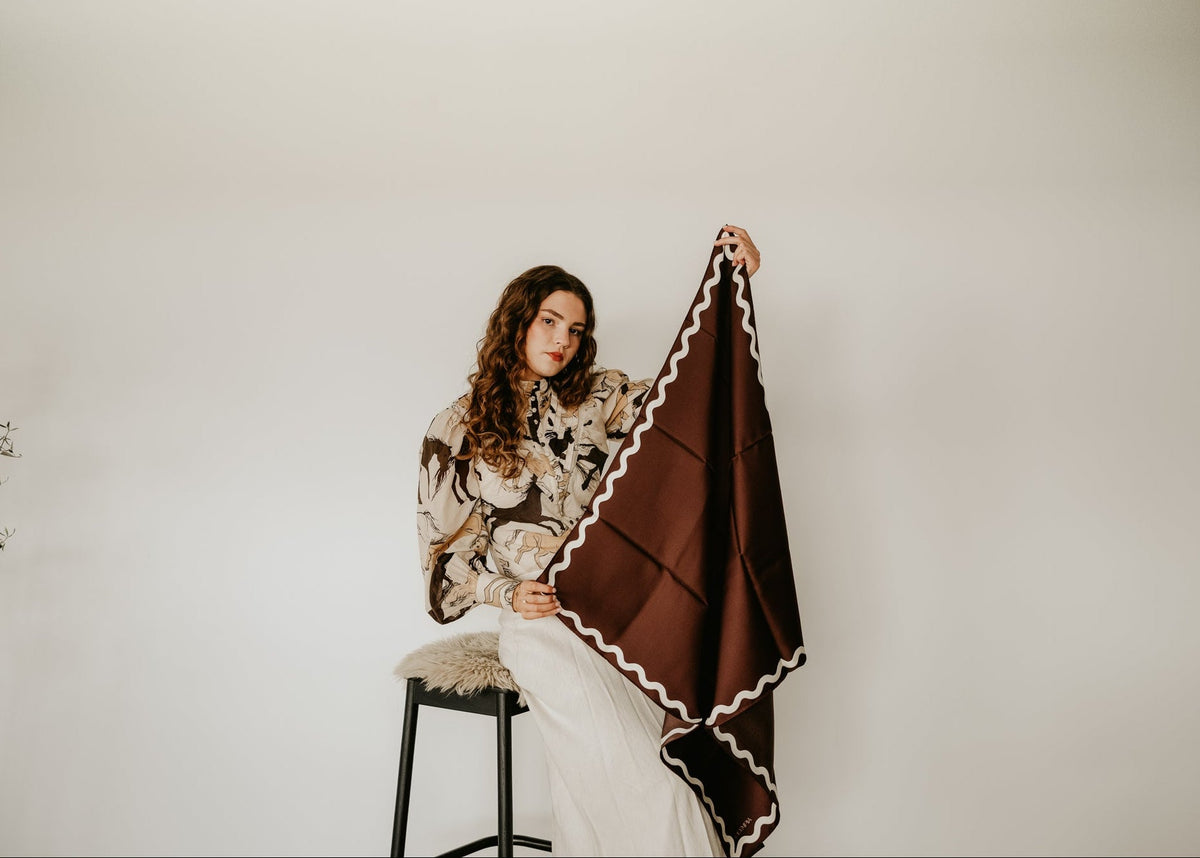 Olympia Sophie Cocoa Cream Midi Scarf