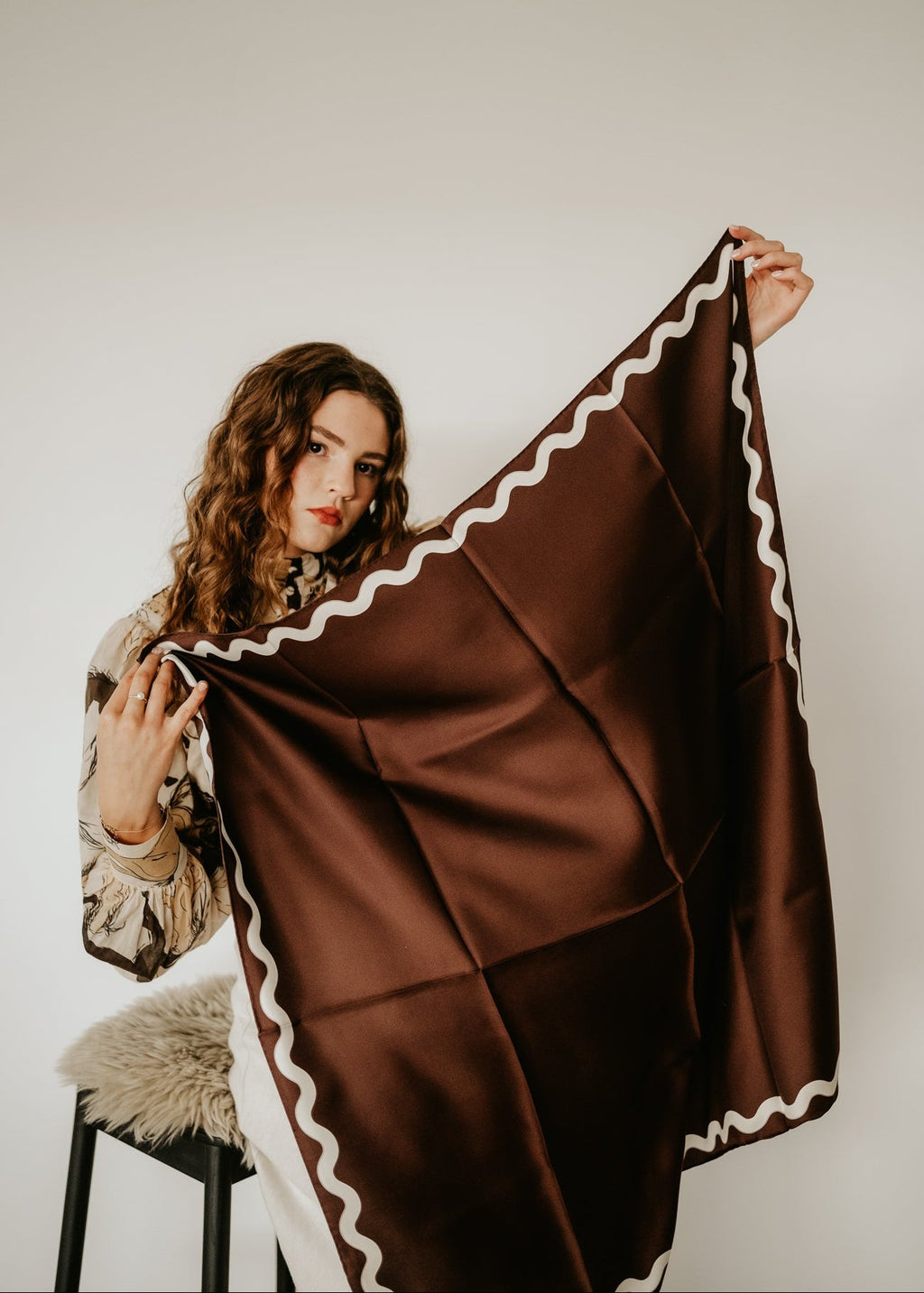 Olympia Sophie Cocoa Cream Midi Scarf