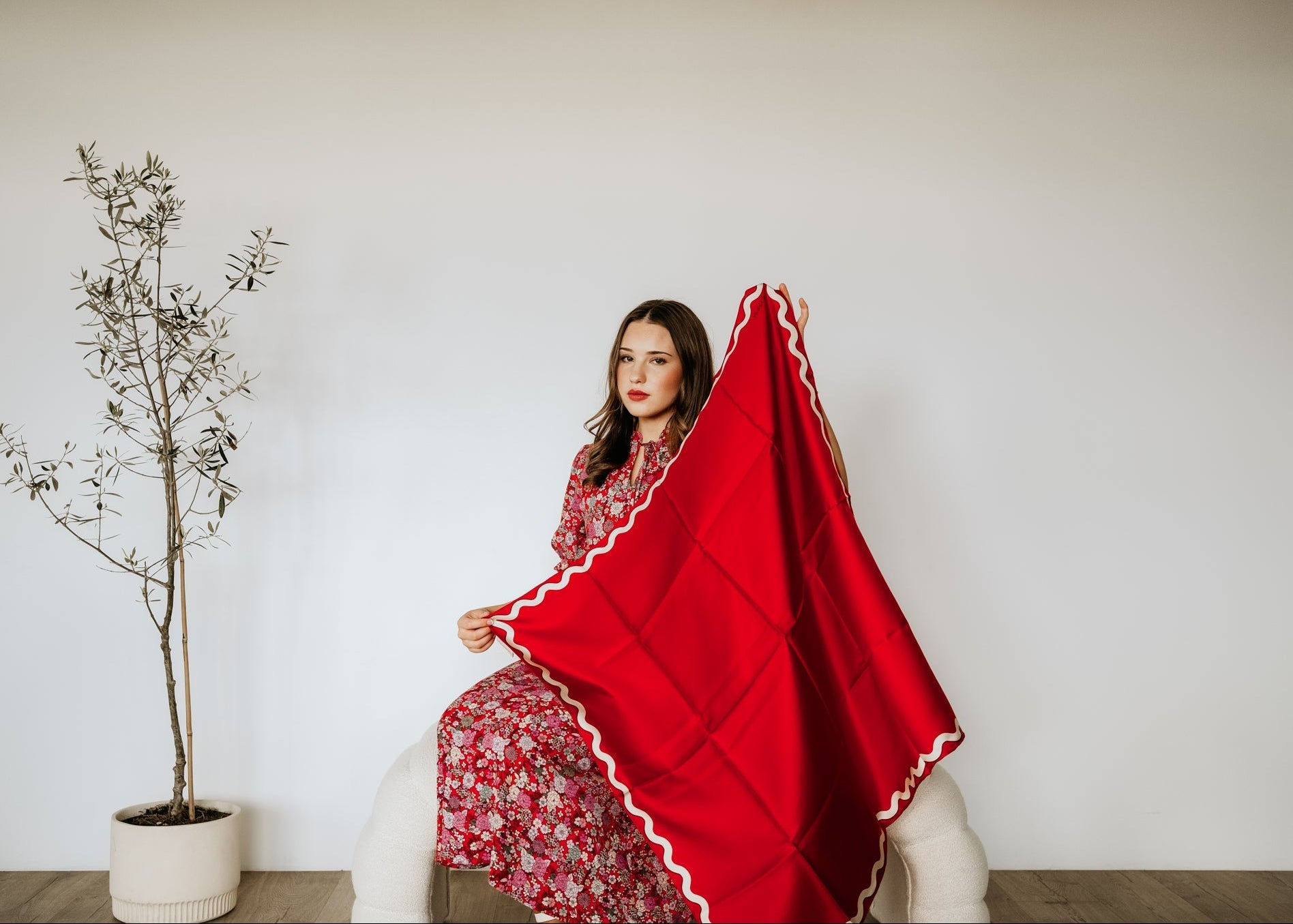 Olympia Sophie Midi Scarf - Hot Tamale
