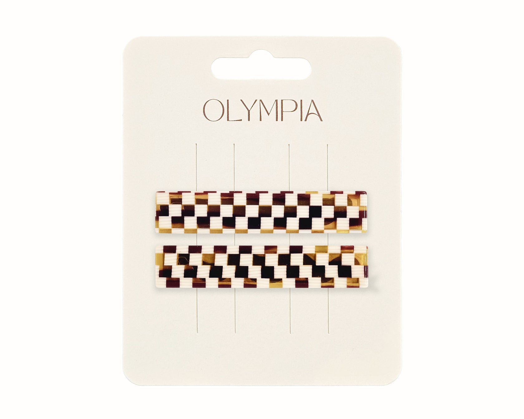 Olympia Emma Hair Clips - Amber/Cream Checker
