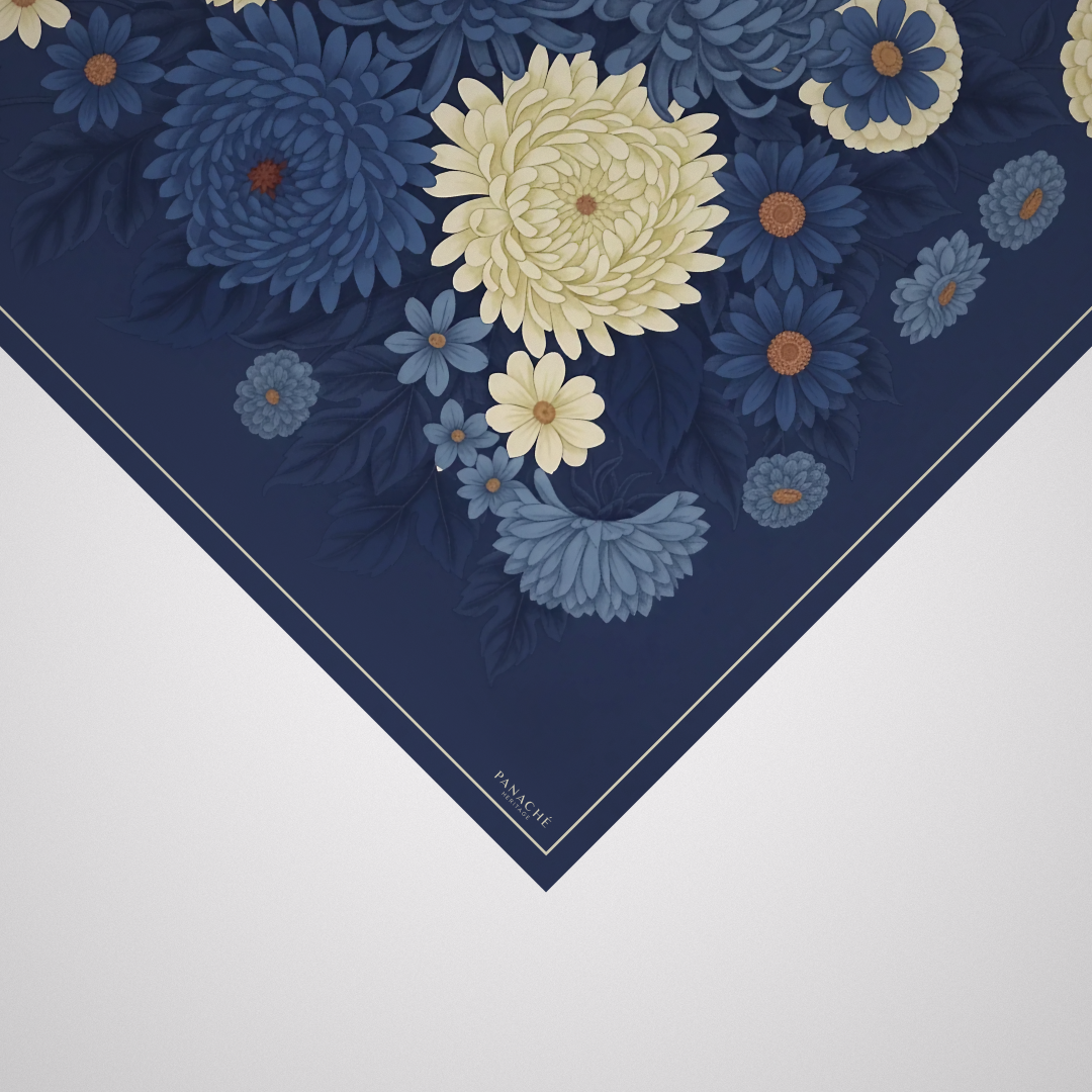Panache Bouquet Blue Silk Scarf