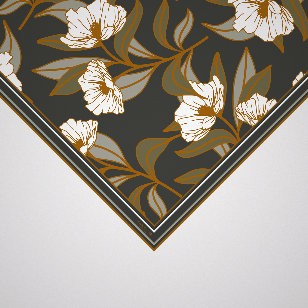 Panache Bouquet In Olive Silk Scarf