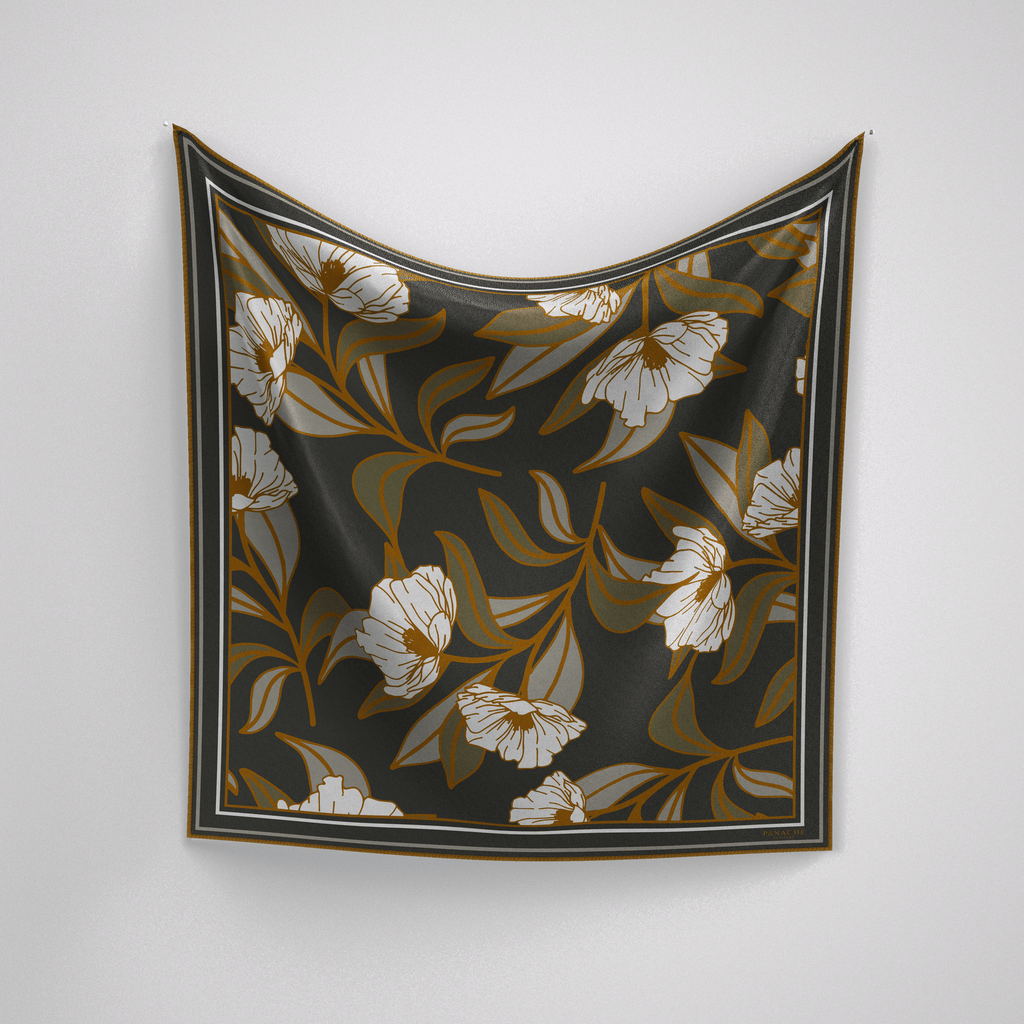 Panache Bouquet In Olive Silk Scarf