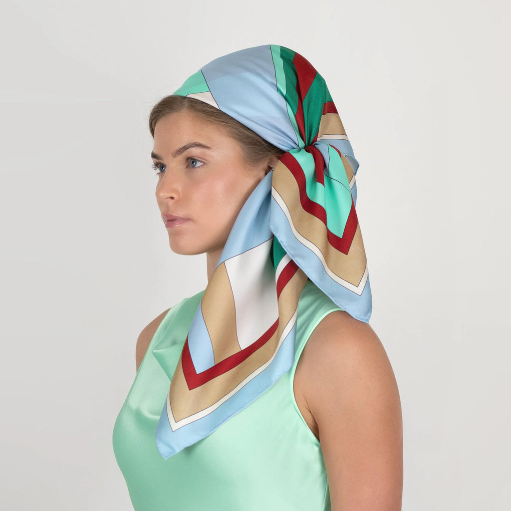 Koko Monde Geo Blue Silk Scarf