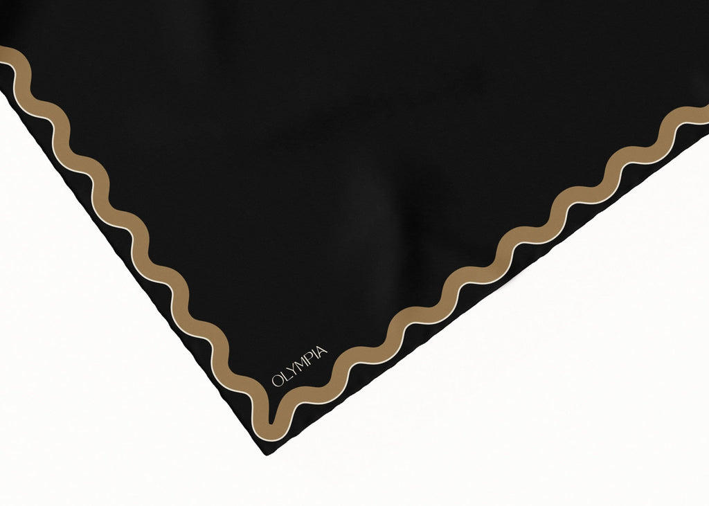 Olympia Sophie Midi Scarf - Ebony/Gold