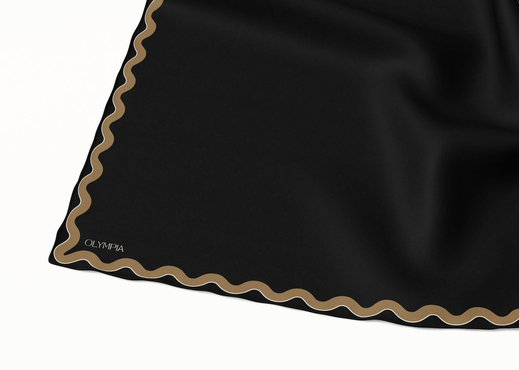 Olympia Sophie Midi Scarf - Ebony/Gold