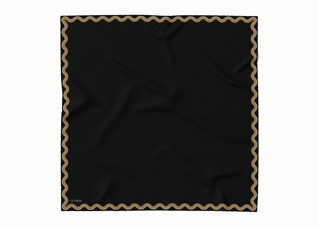 Olympia Sophie Midi Scarf - Ebony/Gold