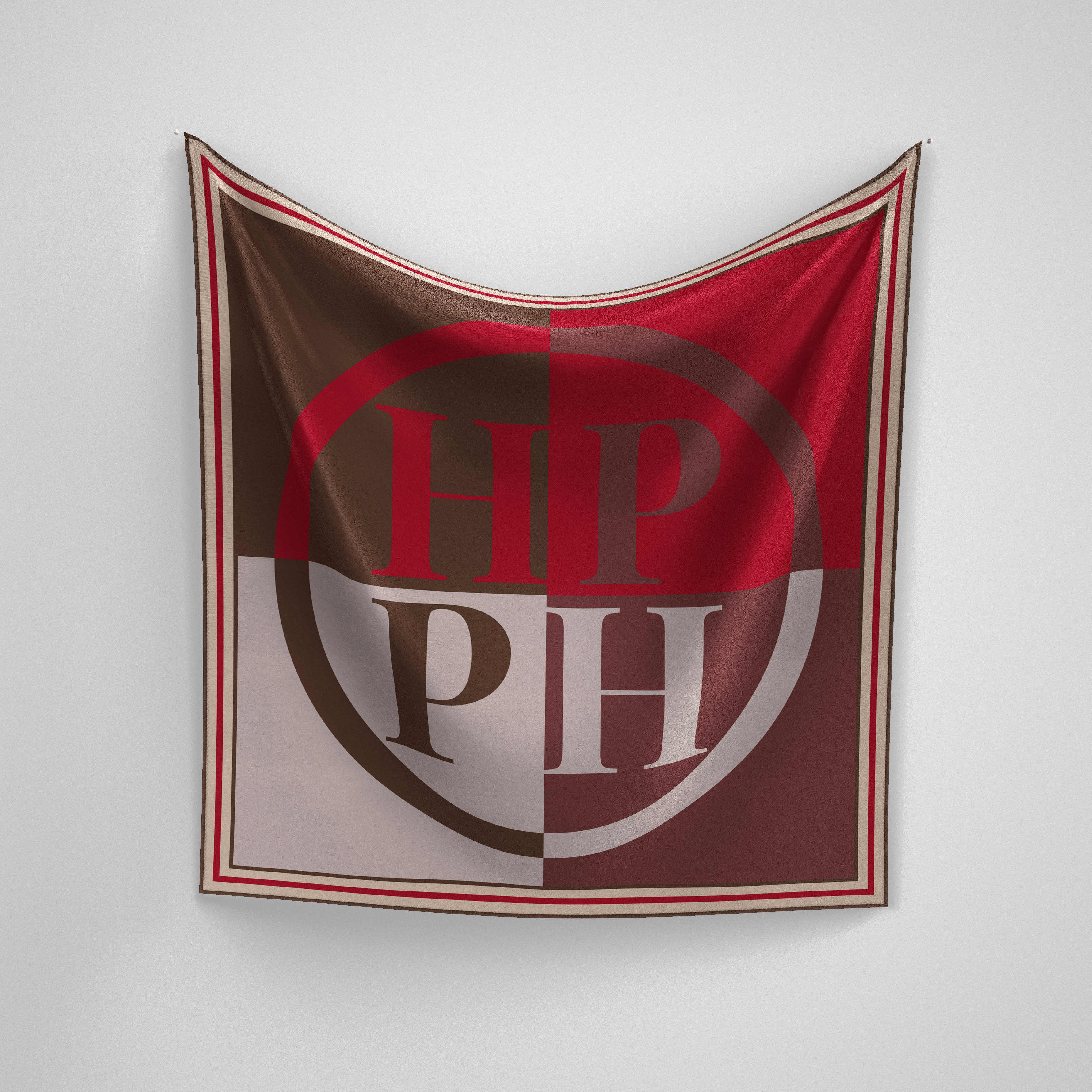 Panache PH Classic Red And Brown Colour Block Silk Scarf