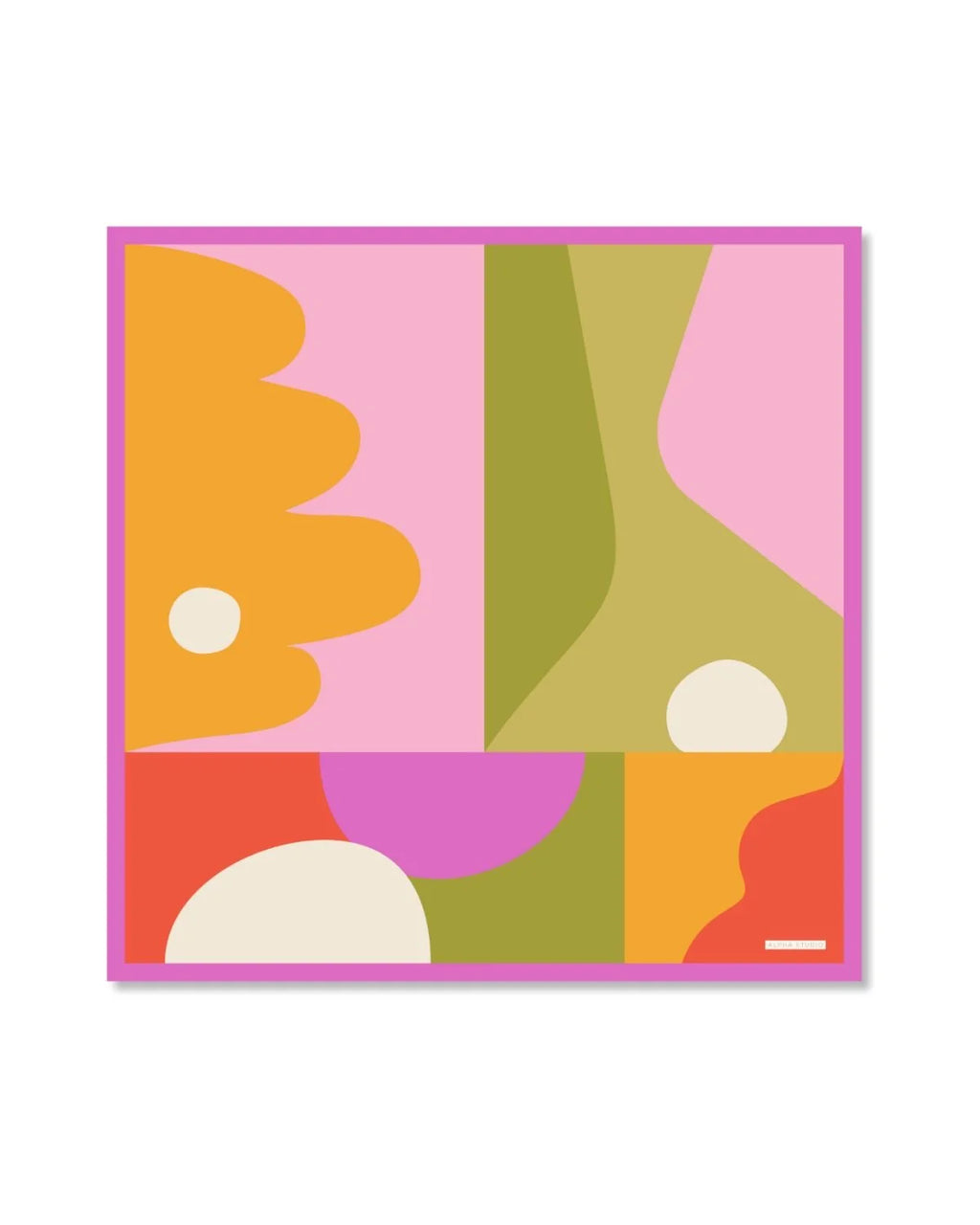Alpha Studio Havana Abstract Fuchsia Frayed 90 Square