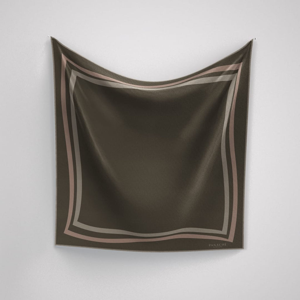Panache Classique Khaki And Tan Silk Scarf