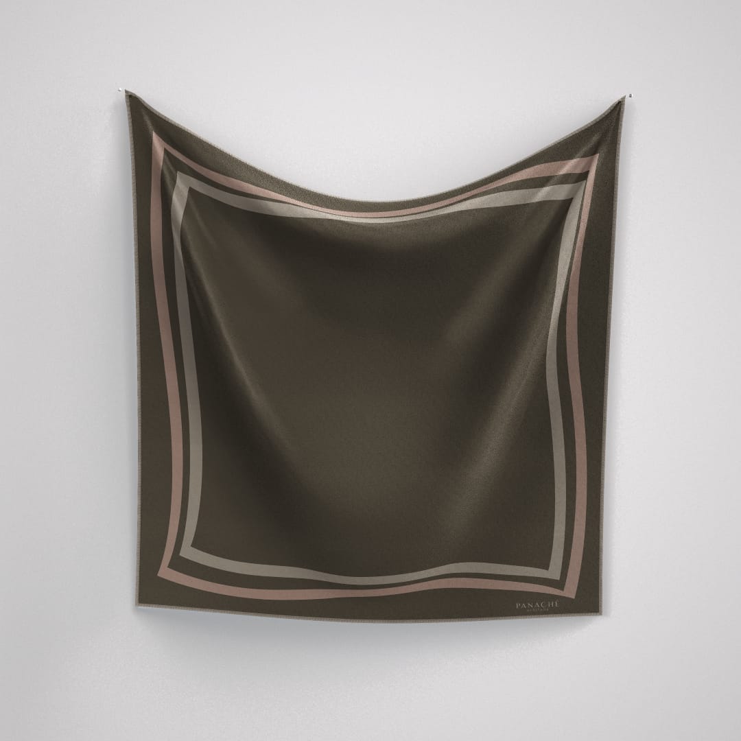 Panache Classique Khaki And Tan Silk Scarf