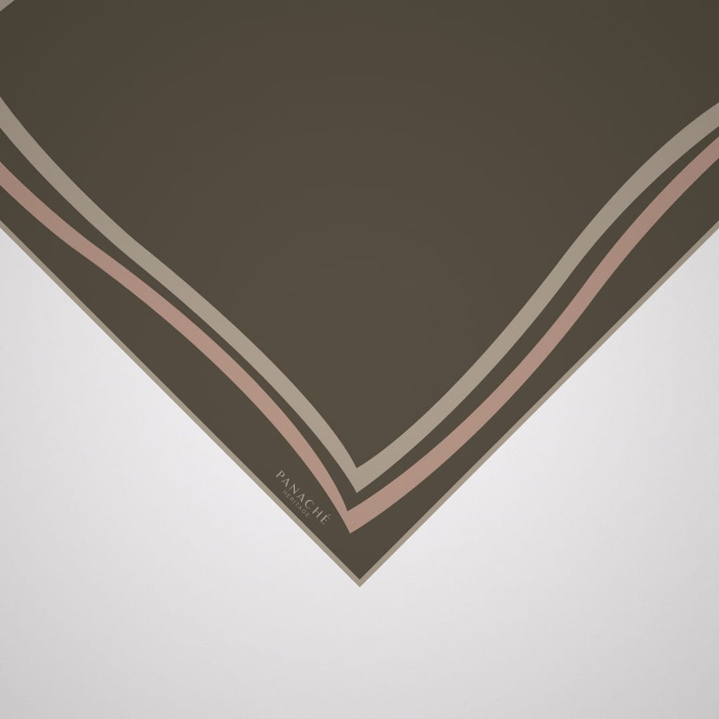 Panache Classique Khaki And Tan Silk Scarf