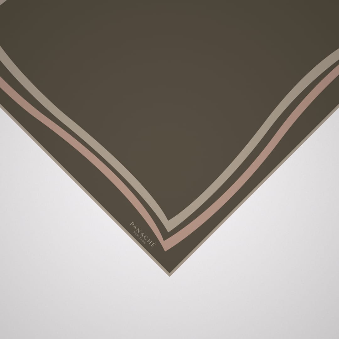 Panache Classique Khaki And Tan Silk Scarf