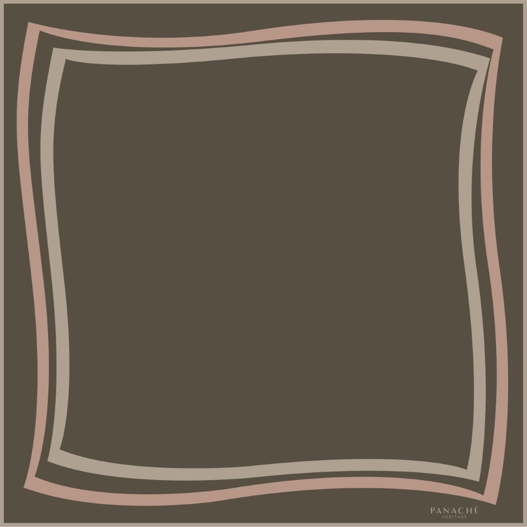 Panache Classique Khaki And Tan Silk Scarf