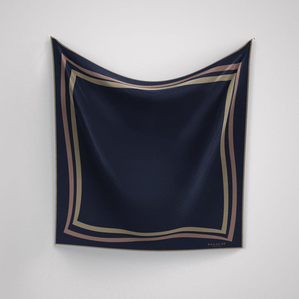 Panache Classique Navy And Tan Silk Scarf