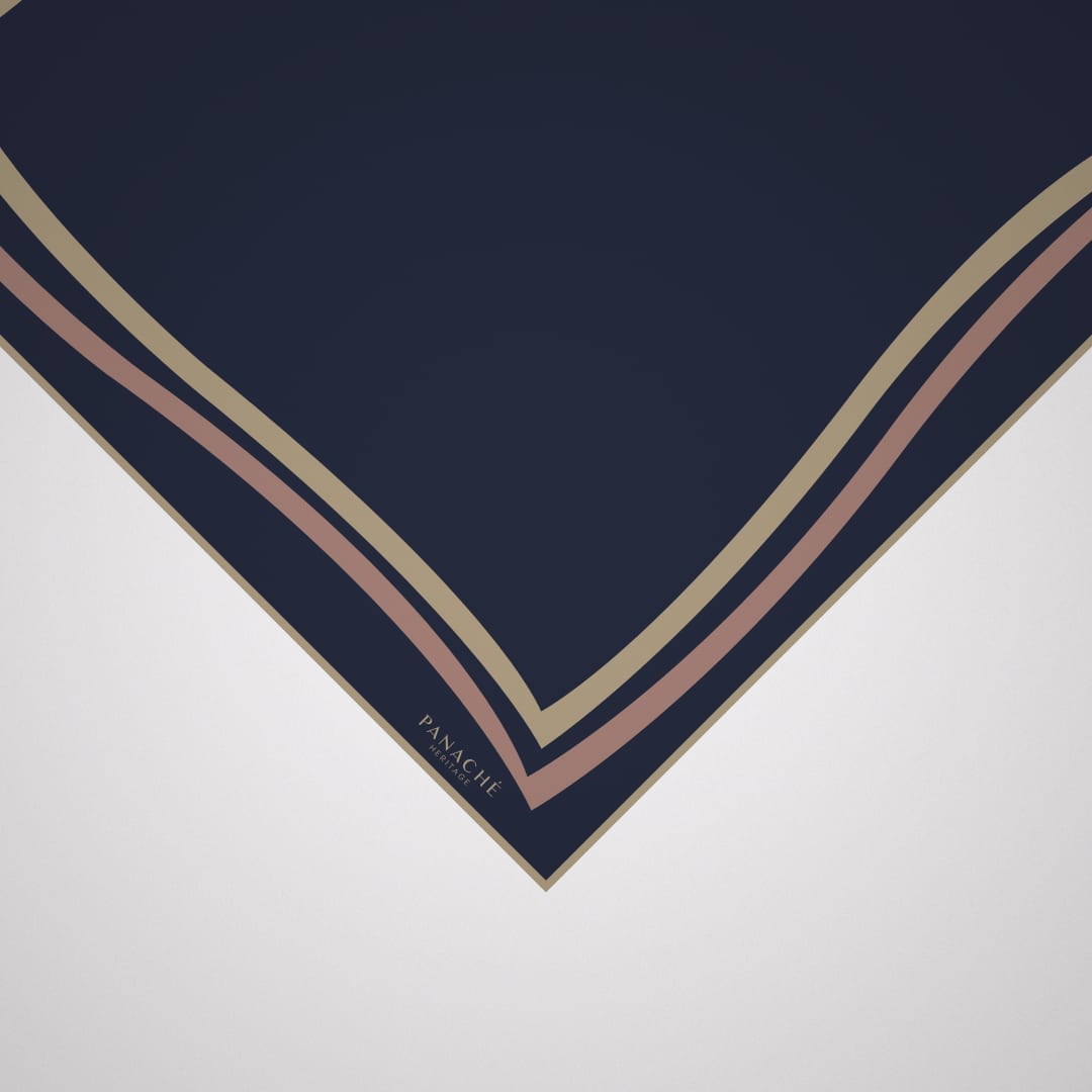 Panache Classique Navy And Tan Silk Scarf