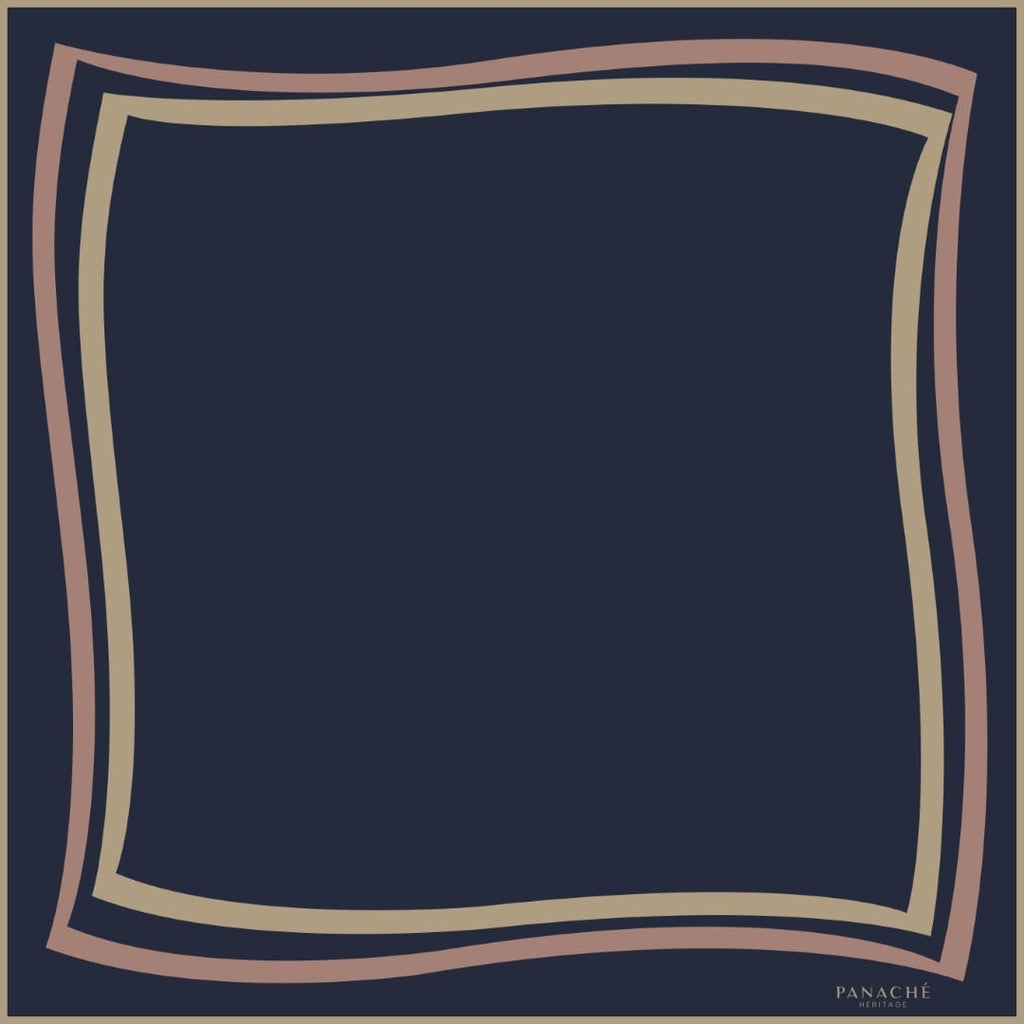 Panache Classique Navy And Tan Silk Scarf