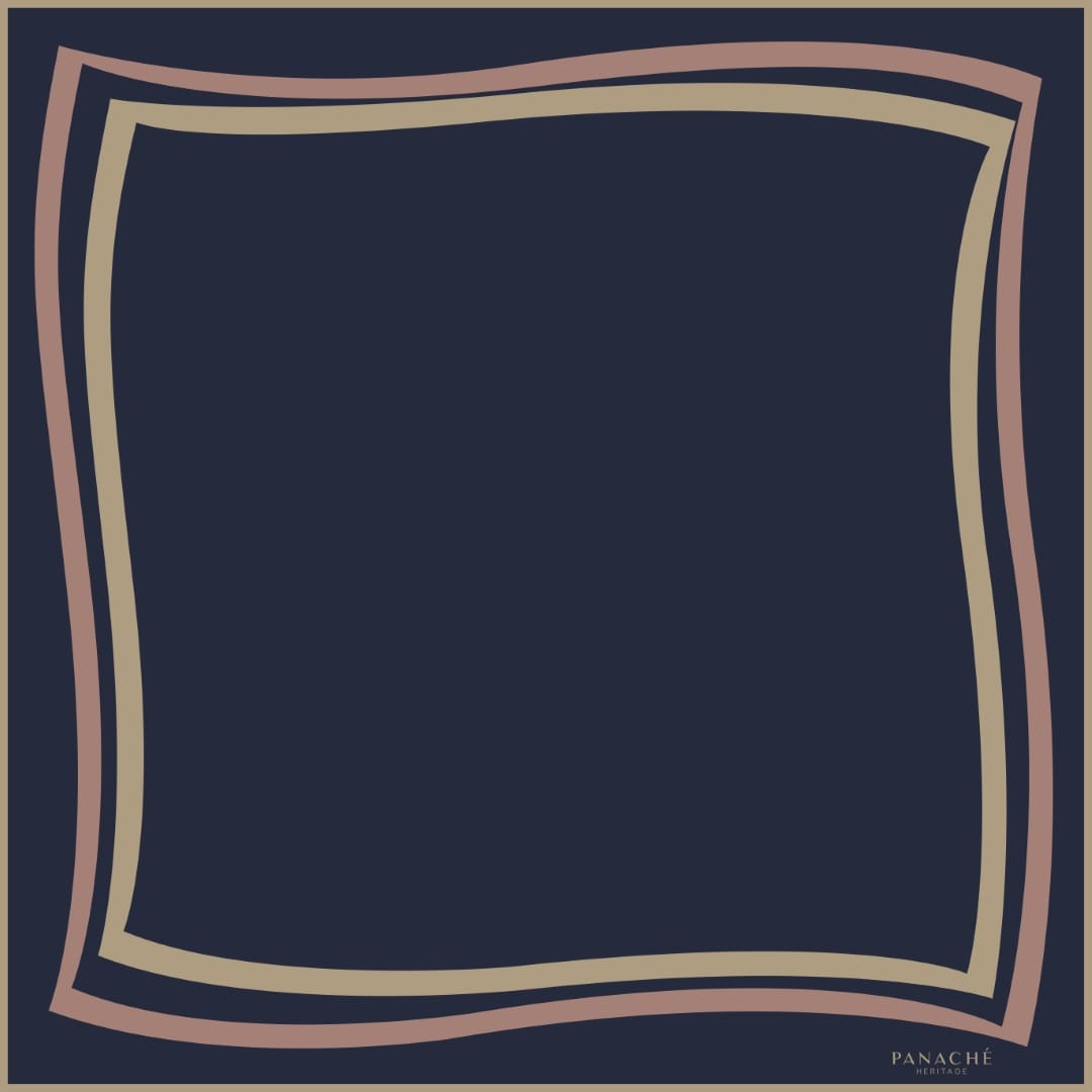 Panache Classique Navy And Tan Silk Scarf