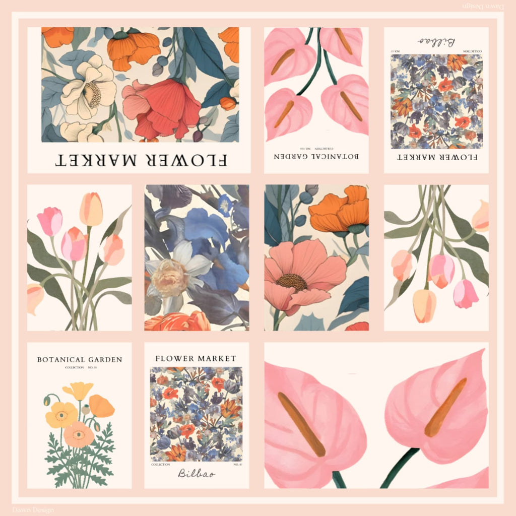 Dawn Design Flower Market Pink Silk Scarf