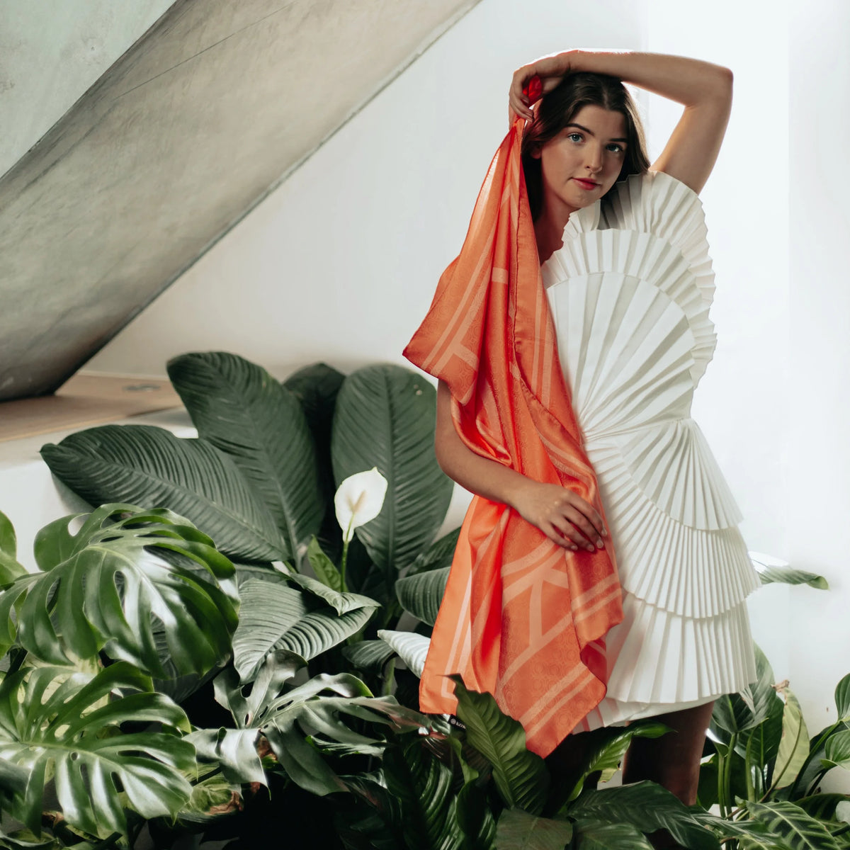 Koko Monde Mardom Tangerine Silk Scarf