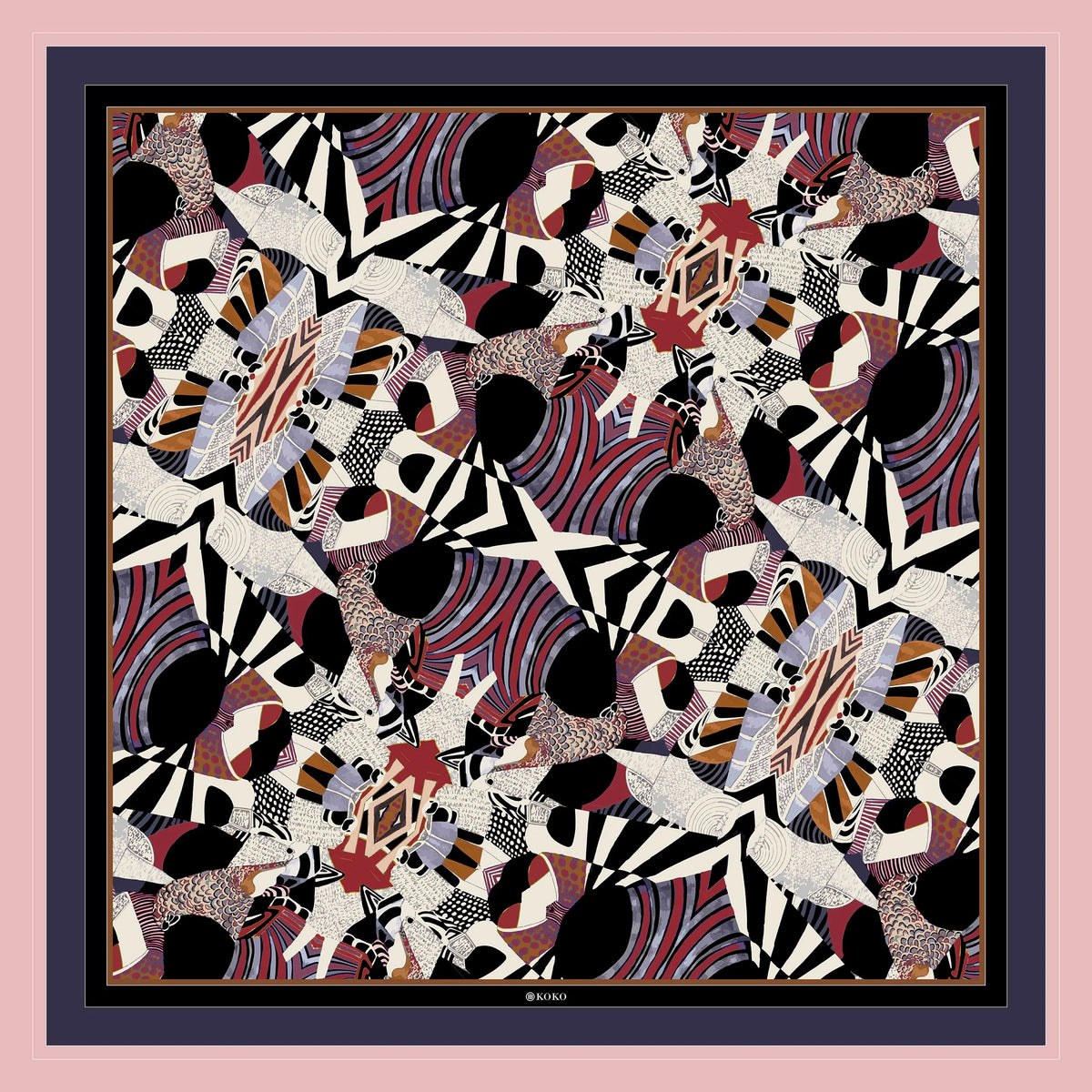 Koko Monde Inovare Pink Silk Scarf