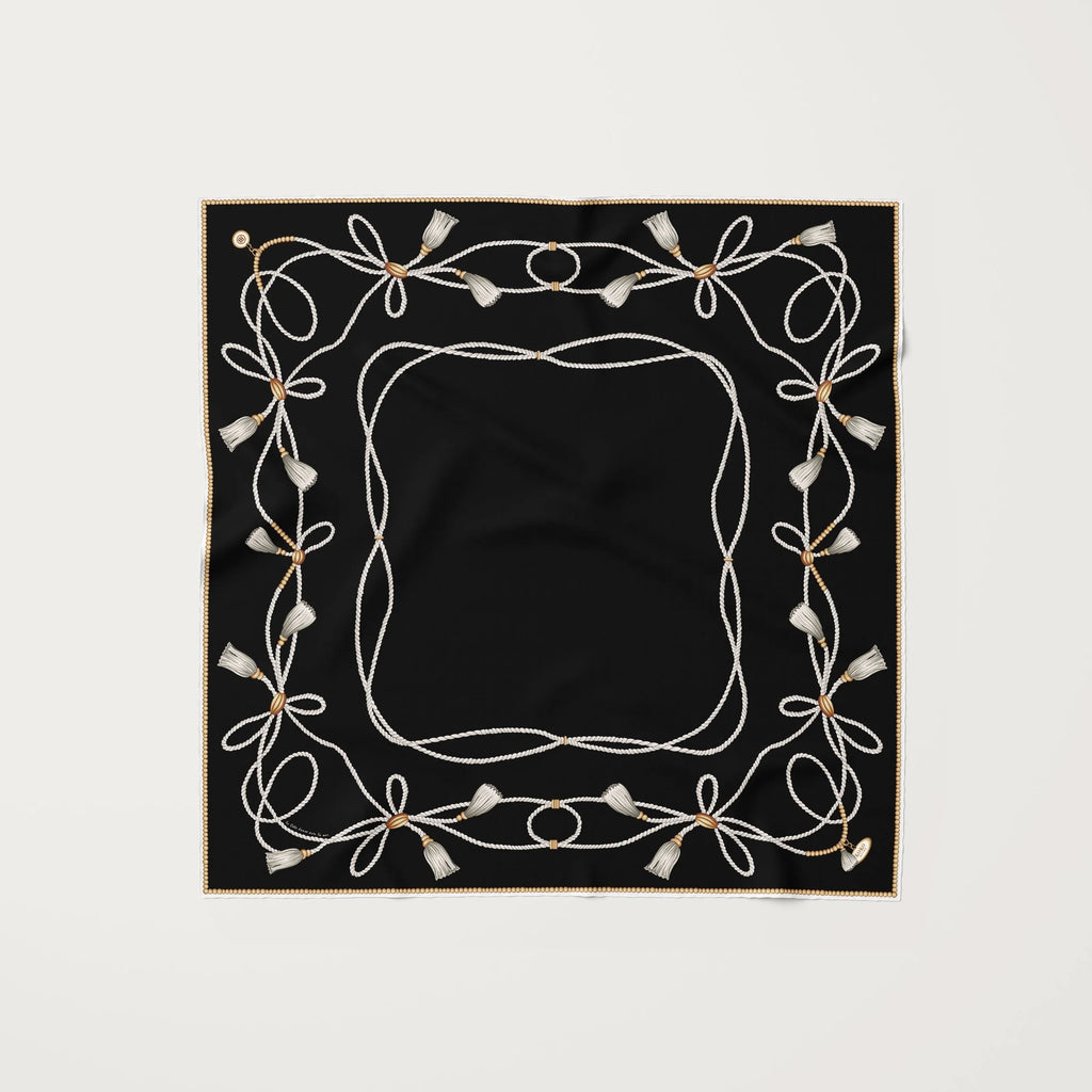 Koko Monde La Côte Black Silk Scarf