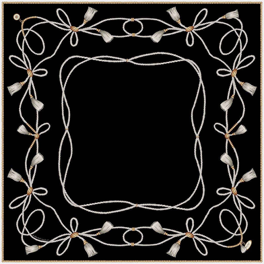 Koko Monde La Côte Black Silk Scarf