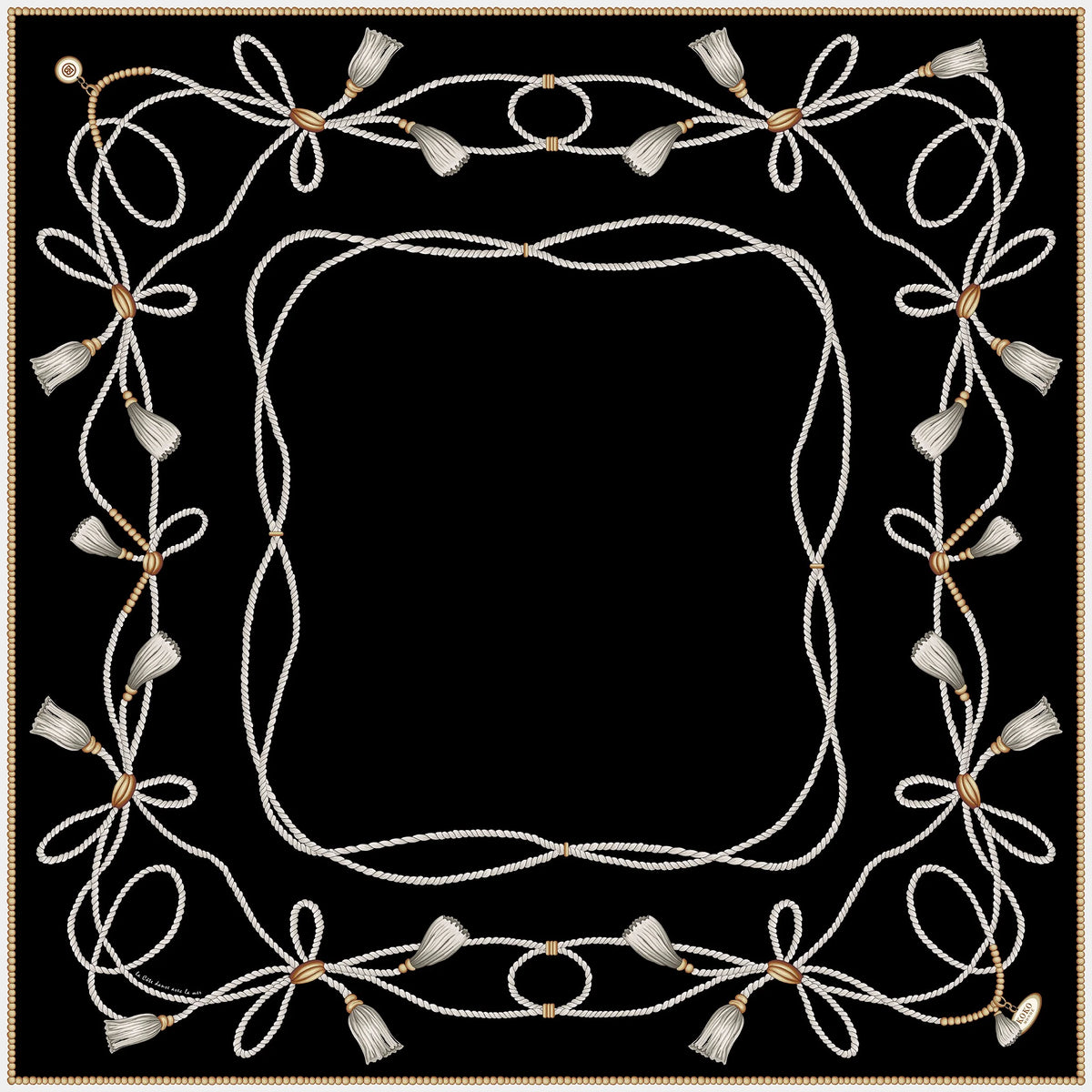 Koko Monde La Côte Black Silk Scarf