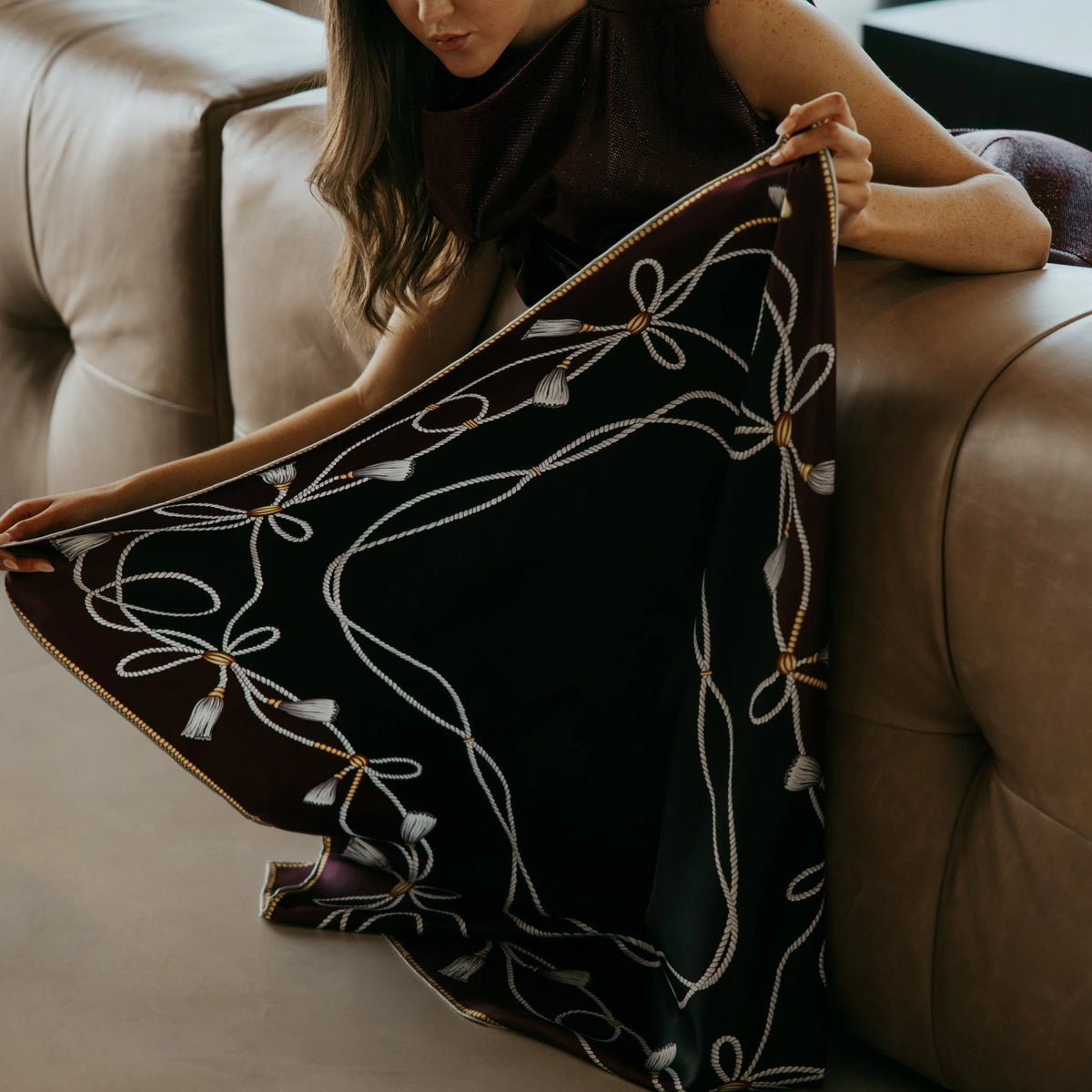 Koko Monde La Côte Fig Silk Scarf