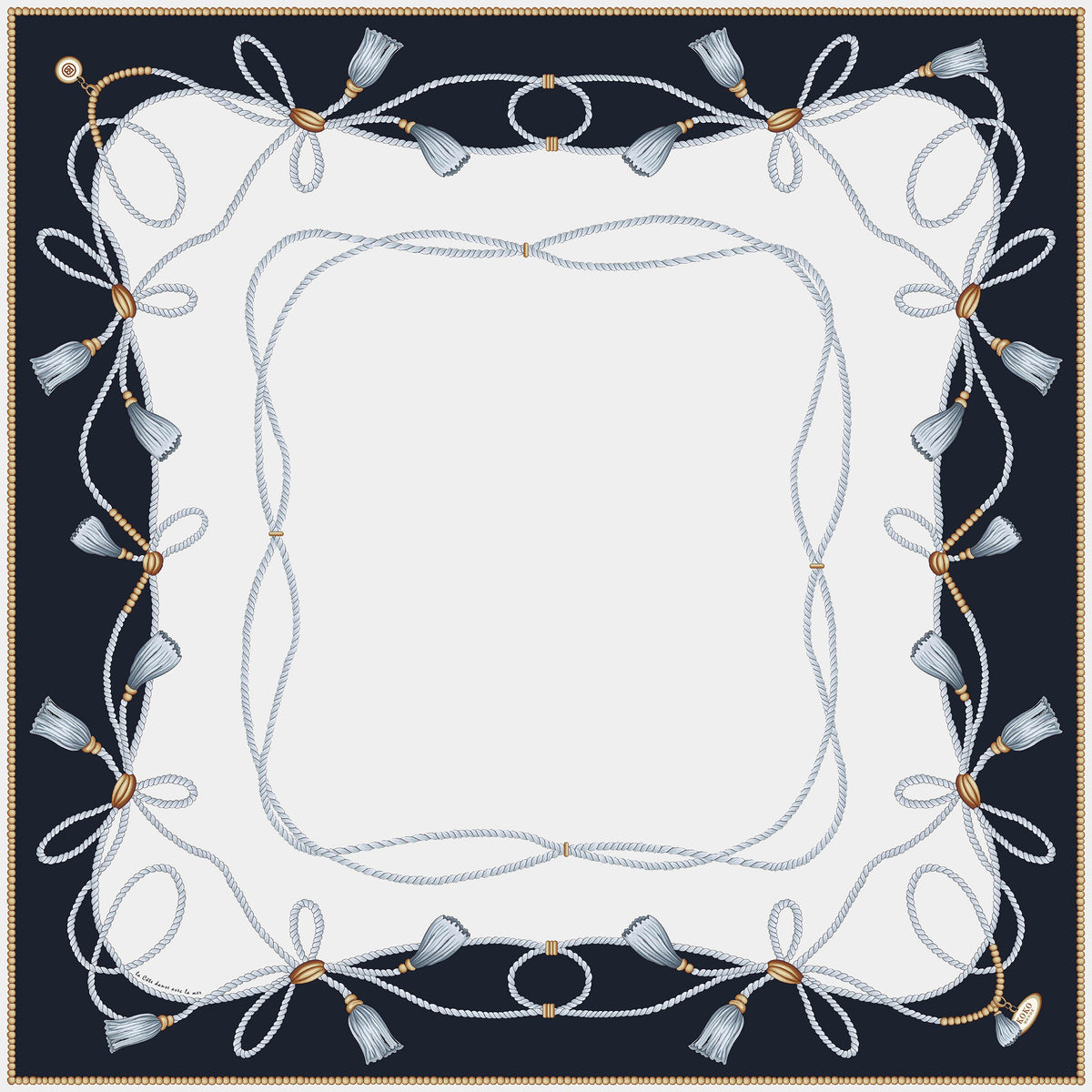 Koko Monde La Côte Navy Silk Scarf