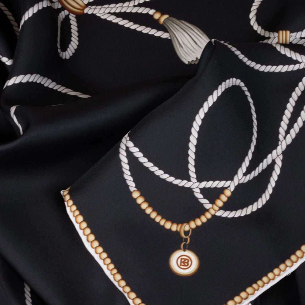 Koko Monde La Côte Black Silk Scarf