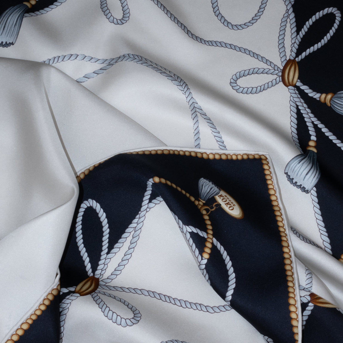Koko Monde La Côte Navy Silk Scarf
