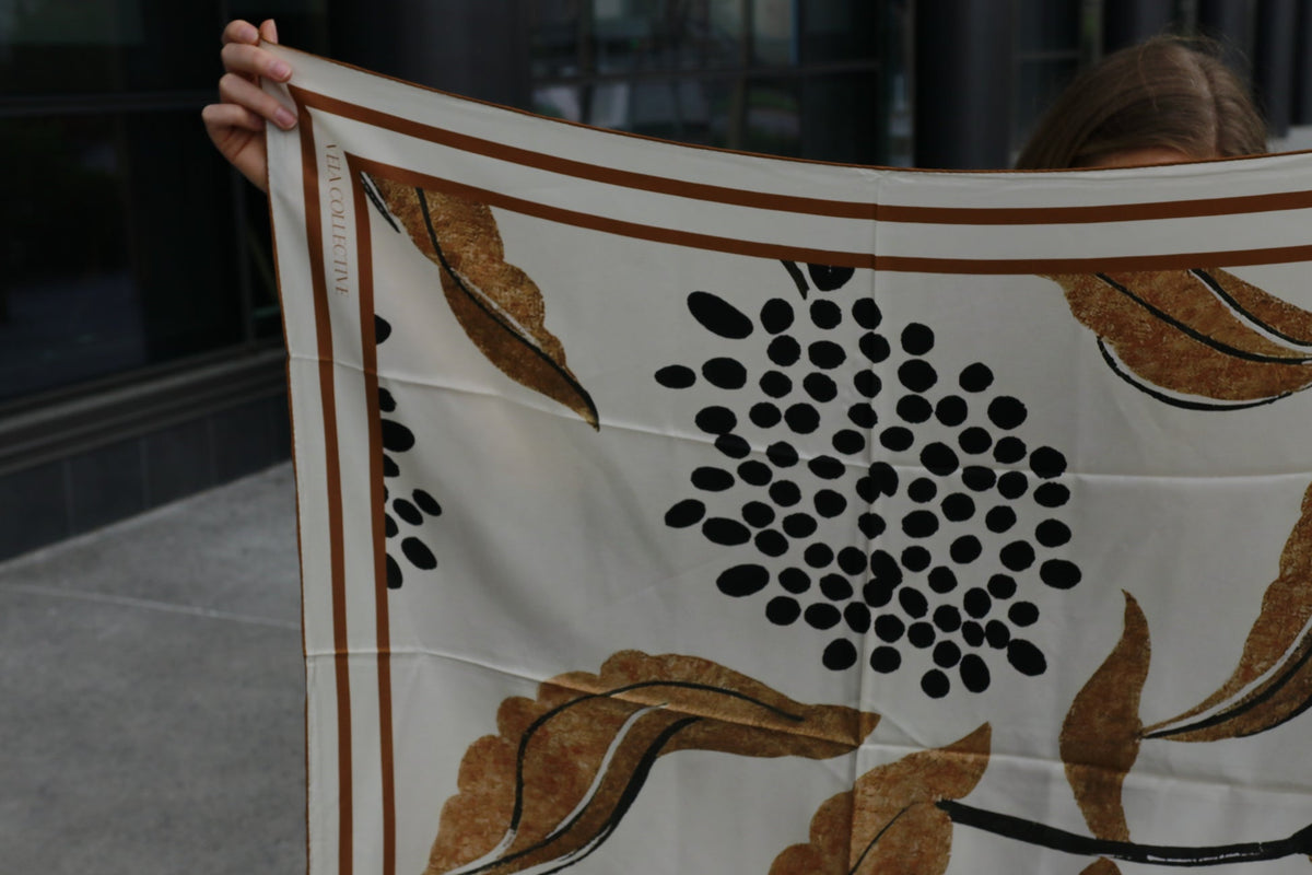 Vela Collective Fallen Leaves Silk Scarf