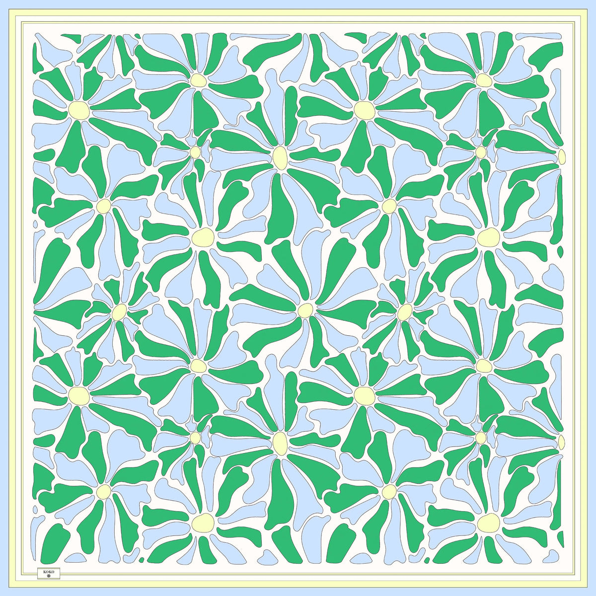 Koko Monde Marga Green Silk Scarf