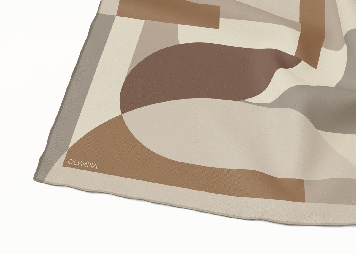 Olympia Melba Brandy Cream Midi Silk Scarf