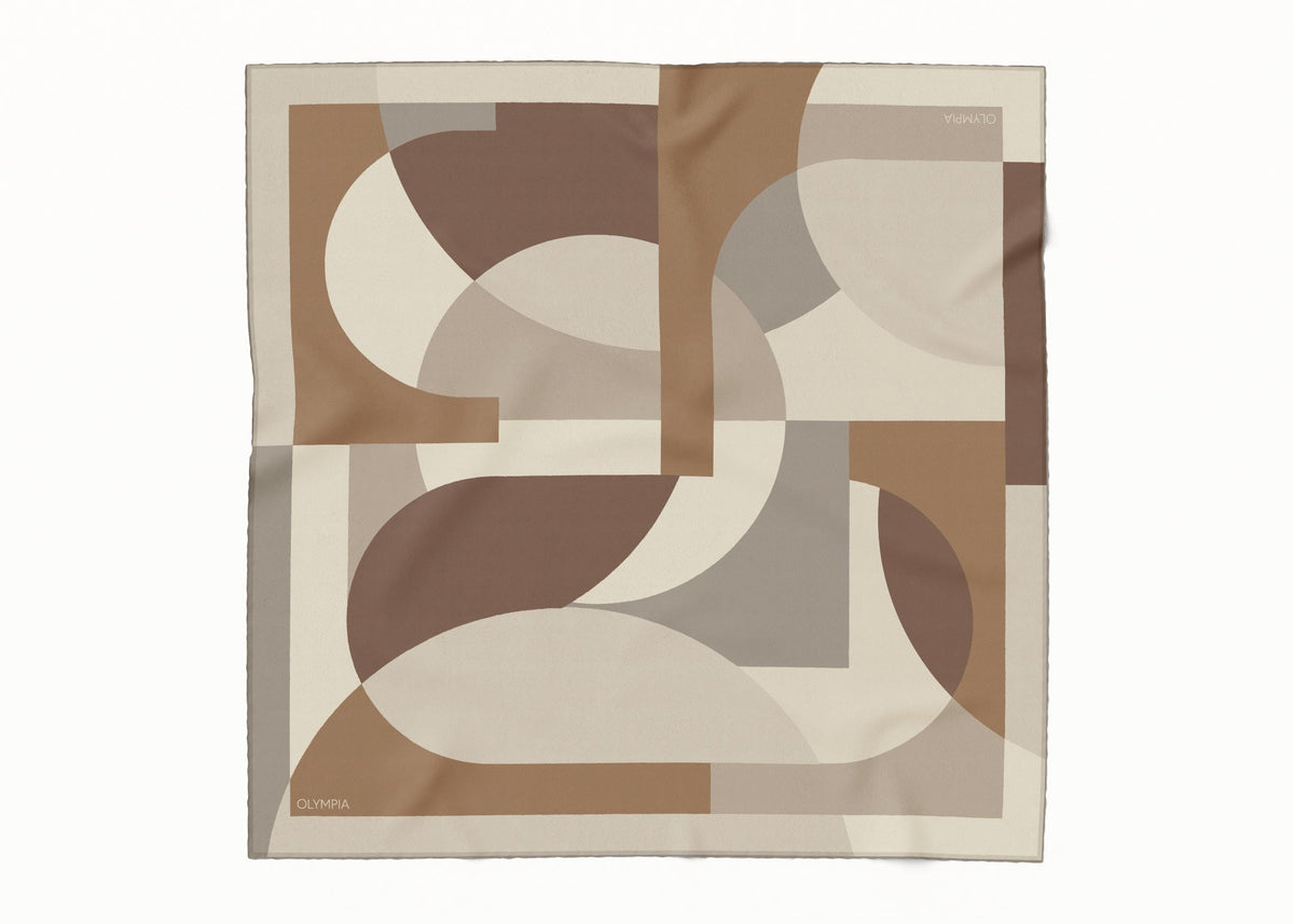 Olympia Melba Brandy Cream Midi Silk Scarf