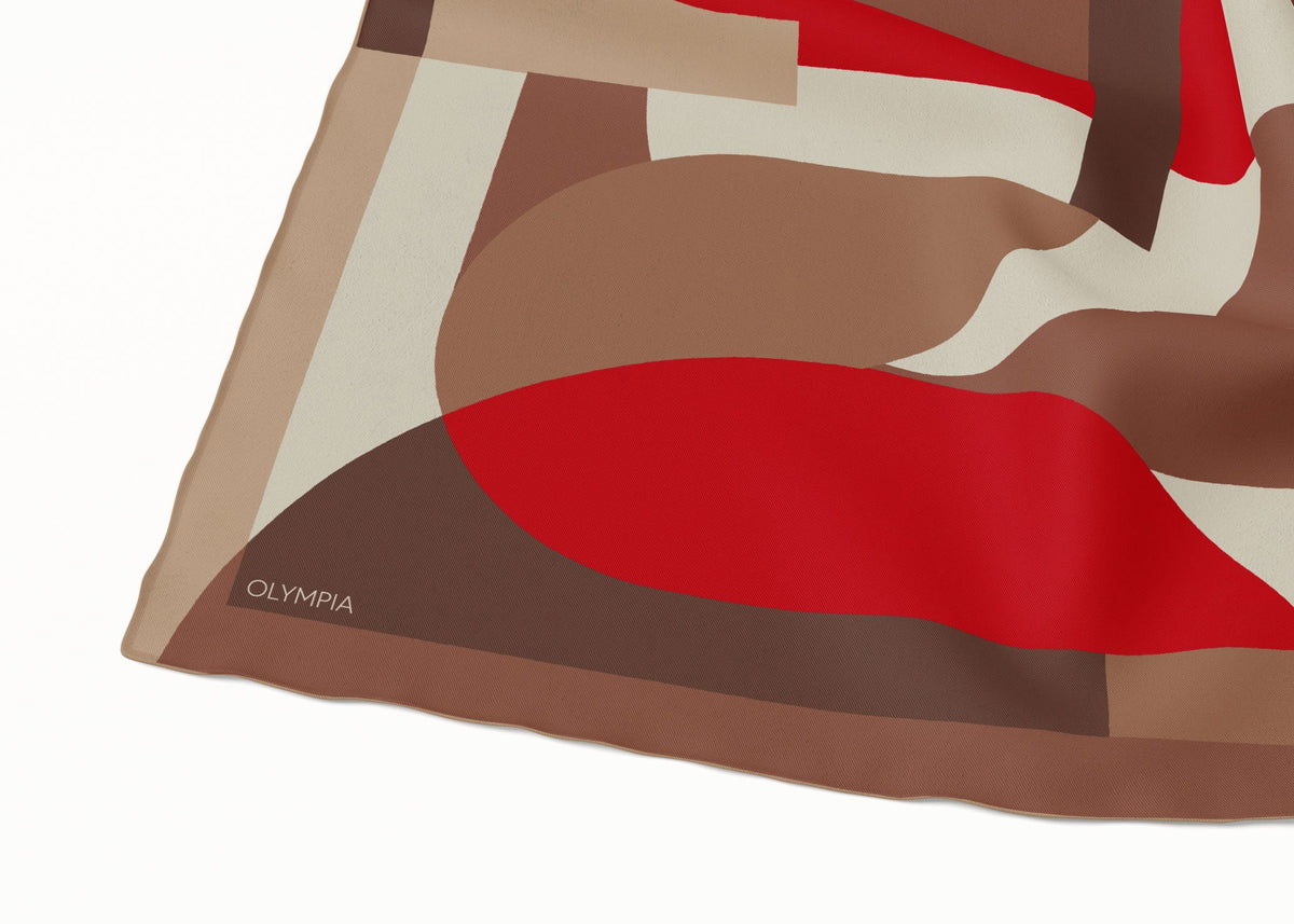 Olympia Melba Campari Clay Midi Silk Scarf