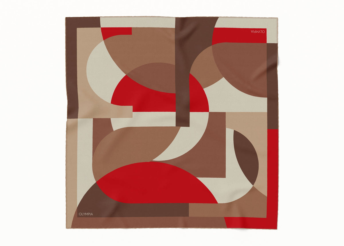 Olympia Melba Campari Clay Midi Silk Scarf